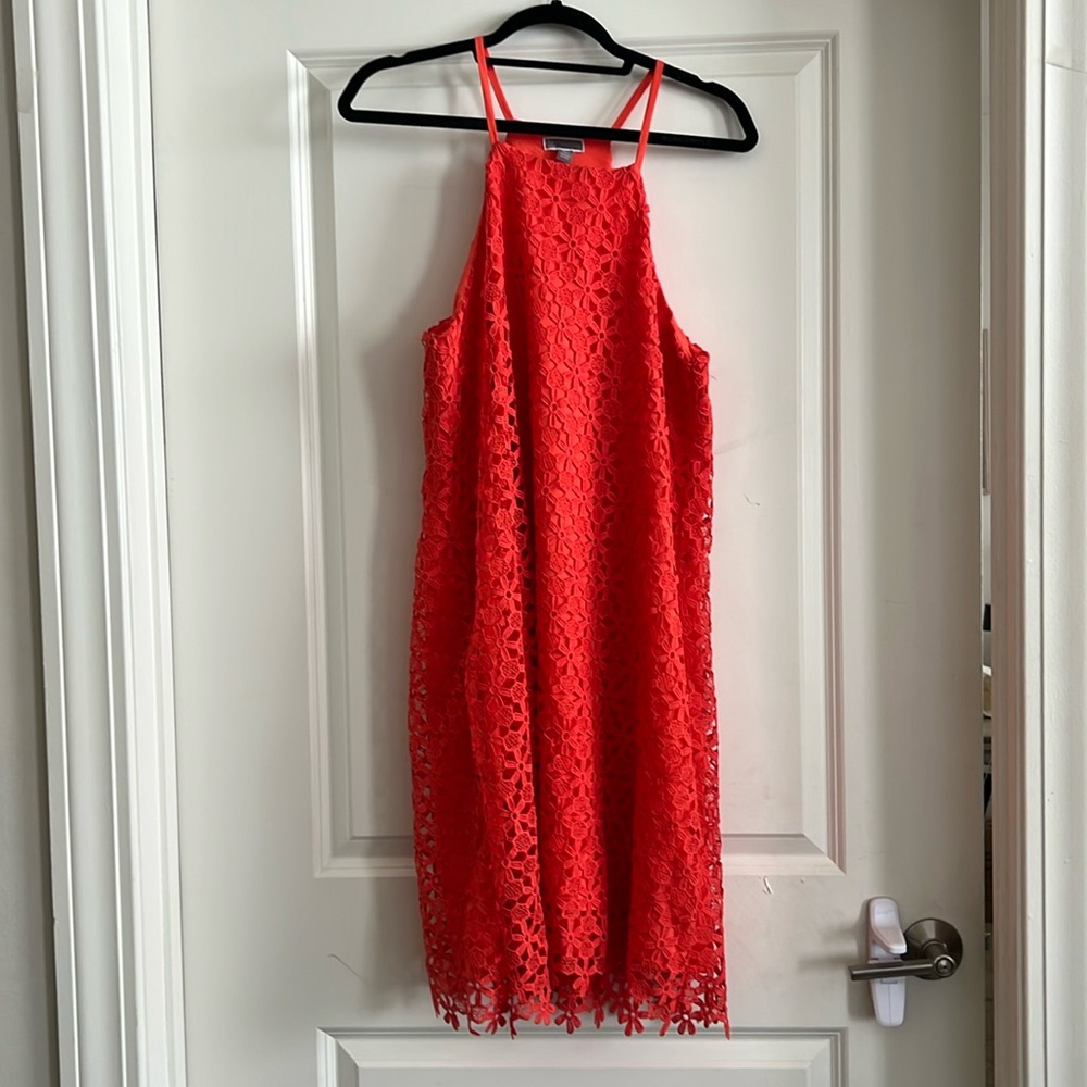Orange crochet Chelsea28 halter dress